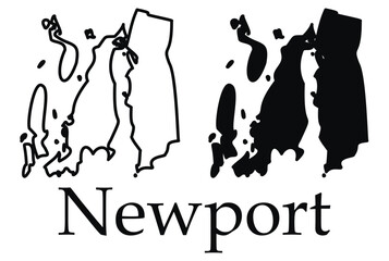 Newport (Rhode Island) city map with black border outline vector