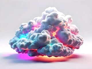 A vibrant cloud of dreams bursts with color and energy against a soft, neutral background, glowing with inner light.