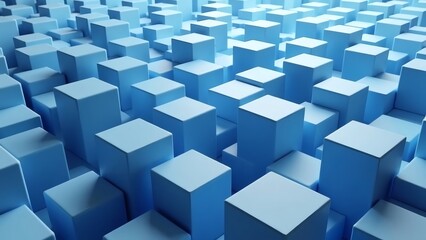 Obraz premium Abstract blue landscape of varying height cubes