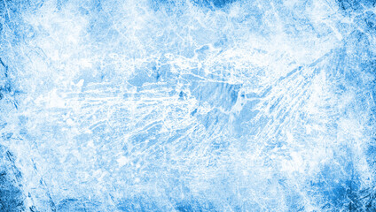 Ice texture background. The textured rough crushed cold frosty surface of the ice block background. Stone texture. Mineral marble pattern. Geology blue cells pattern. Abstract ice graphic design
