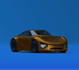 Fototapeta premium Gold sports car with futuristic design