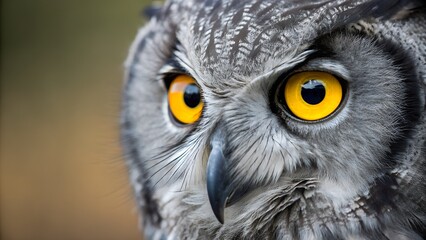 close up of a gray owl