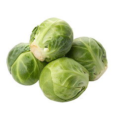 Freshly picked brussels sprouts on a transparent background