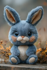 Blue stuffed easter bunny plushie