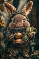 easter bunny with basket of eggs