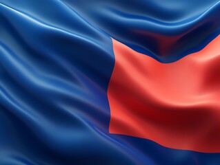 Waving Blue Flag Red Square.