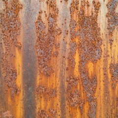Naklejka premium Close-up of a rusty metal texture with corroded patterns, rough surface, and rich orange-brown tones, creating an aged and industrial look.