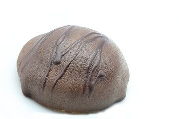 Swedish chocolate pastry called biskvi. Close up and isolated with a white background.