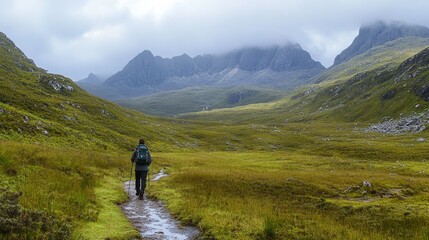 Fototapeta premium Hiking in a national park with dramatic landscapes