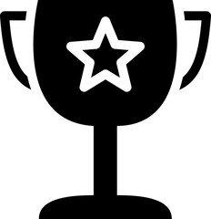 Trophy cup icon with star symbol. Silhouette icon.
