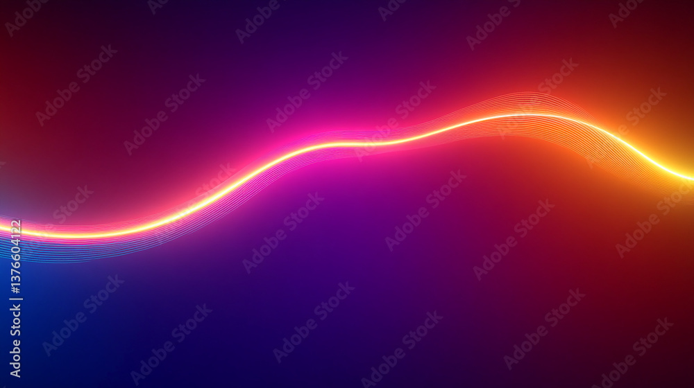 Poster abstract image of a glowing wave, vibrant red, orange, and blue hues, creating a dynamic and energet