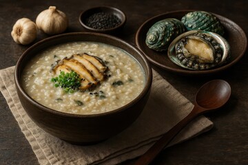 Korean Abalone Rice Porridge Jeonbokjuk (전복죽), Traditional Healthy Dish

