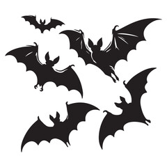 Black bat silhouette vector illustration, Halloween icon