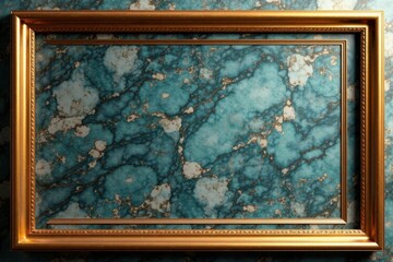 Close-up of golden frame accentuating the marble background, highlighting its beauty and refinement in a subtle yet striking manner , close-up, refinement, beauty