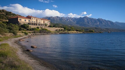 Fototapeta premium Tranquil Scene at L'Ospedale Lake, Corsica Island, France - A Serene Retreat Surrounded by Nature