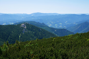A view of Puchberg am Schneeberg, Austrian Alps. Alpine scenery