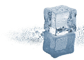 Melting ice cube with reflection