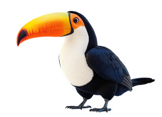 Naklejka premium Full length view of a red billed toucan standing against a transparent background