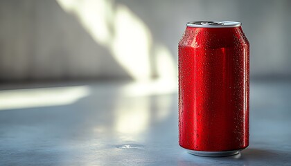 Red Soda Can with Cold Drink, and Studio.