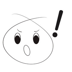 Cartoon Character Feeling Shocked Suggested and Surprised Emoticon Illustration - Emotional Response, Hand drawing with black pen. Brush, isolated on Transparent background. for Business, Education.
