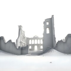 Abandoned Architectural Relic in Mist