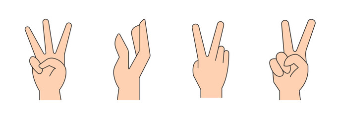 Hand line icons set isolated on white background vector. Hands line icons