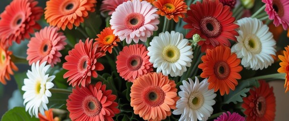 vibrant floral variety in colorful vase on table illustration