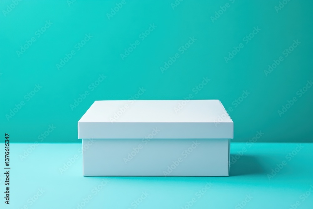 Aufkleber white box on a turquoise background with a minimalist style