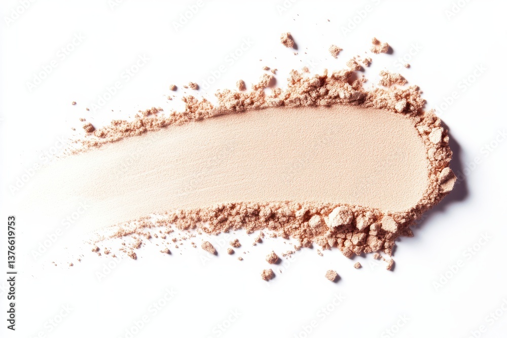 Poster Powdered cosmetic product spread across a white surface showcasing texture and color depth