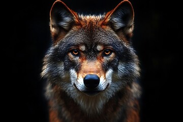 Fototapeta premium Majestic Wolf Portrait with Dark Background. (1)