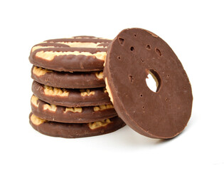 Chocolate cookie isolated on white background