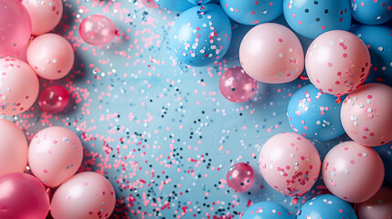 Clean Modern Children's Day Banner with Balloons and Confetti on Pastel Background