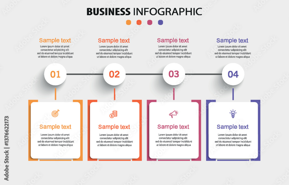 Wall mural business vector infographic template with 4 options or steps. can be used for workflow layout, diagr