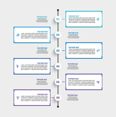 Infographic design business template with 6 options or steps. Can be used for workflow layout, diagram, annual report, web design