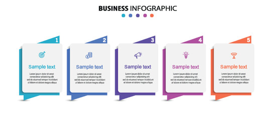 Business infographic template with 5 options or steps. Can be used for workflow layout, diagram, annual report, web design