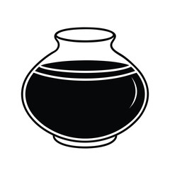 A black ceramic jar vector illustration, isolated on white