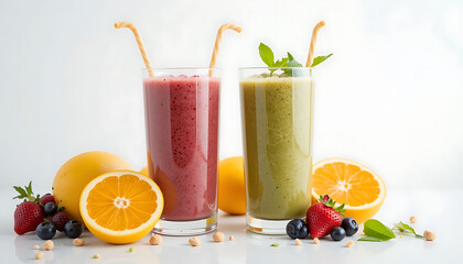 Fototapeta premium Vibrant Smoothie Recipes: Healthy Blends & Colorful Fruit Combinations