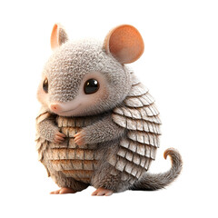 Obraz premium Fluffy 3D Cartoon Armadillo with Glowing Soft Texture Isolated on Transparent Background