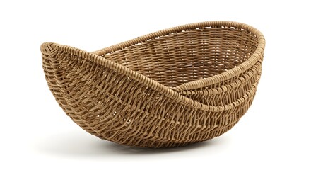Obraz premium Handwoven Wicker Basket with Natural Fibers and Organic Shape Isolated on White Background