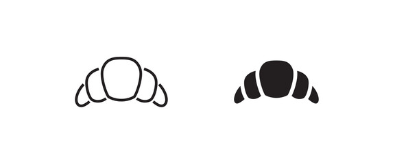 fresh croissant bread bakery line and flat icons set, editable stroke isolated on white, linear vector outline illustration, symbol logo design style