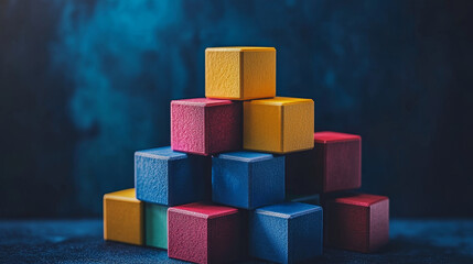 Obraz premium Digital cubes with cyberspace background, 3d rendering. Digital drawing.