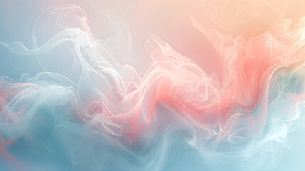 Abstract 3D Geometric Pastel Composition in Soft Mint and Peach with Floating Forms and Text Area