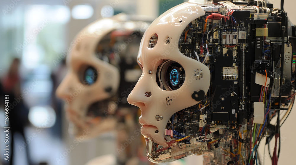 Poster big data concept. digital neural network. introduction of artificial intelligence. cyberspace of fut