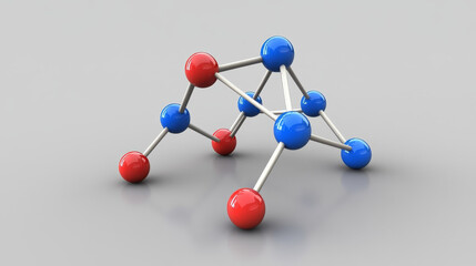 Obraz premium Isolated background. Molecule 3D illustration. Abstract atom structure. Science, education, research, innovation