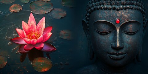 Serene Buddha with Lotus Bloom.