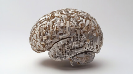 Synthetic mind, artificial intelligence 3D illustration. Programming CPU impulses of neural networks. Abstract fantasy cyber matter concept