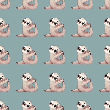 Seamless Cute Sloth Pattern &ndash; Adorable Cartoon Animal Design for Stationery, Notebooks, Wrapping Paper, and Fabric .set of animals
