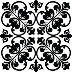 Black Ornamental Floral Pattern Vector Design