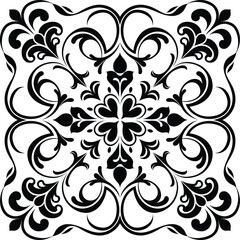 Black Ornamental Floral Pattern Vector Design