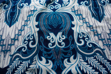 The surface texture of cotton fabric with traditional Indonesian batik motifs